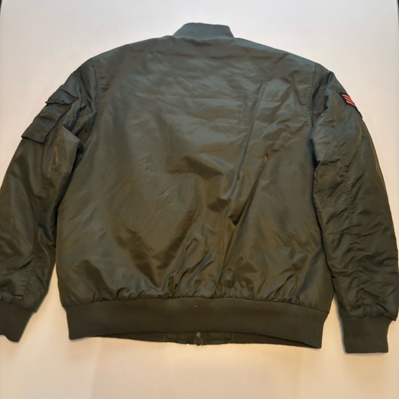 Alpha Industries style (smoke rise) Olive Bomber Jacket with Patches - Picture 2 of 10